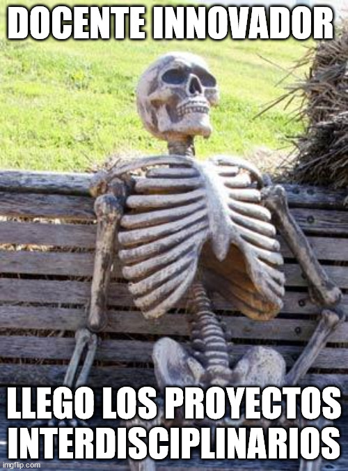 Interdisciplinariedad | DOCENTE INNOVADOR; LLEGO LOS PROYECTOS INTERDISCIPLINARIOS | image tagged in memes,waiting skeleton | made w/ Imgflip meme maker