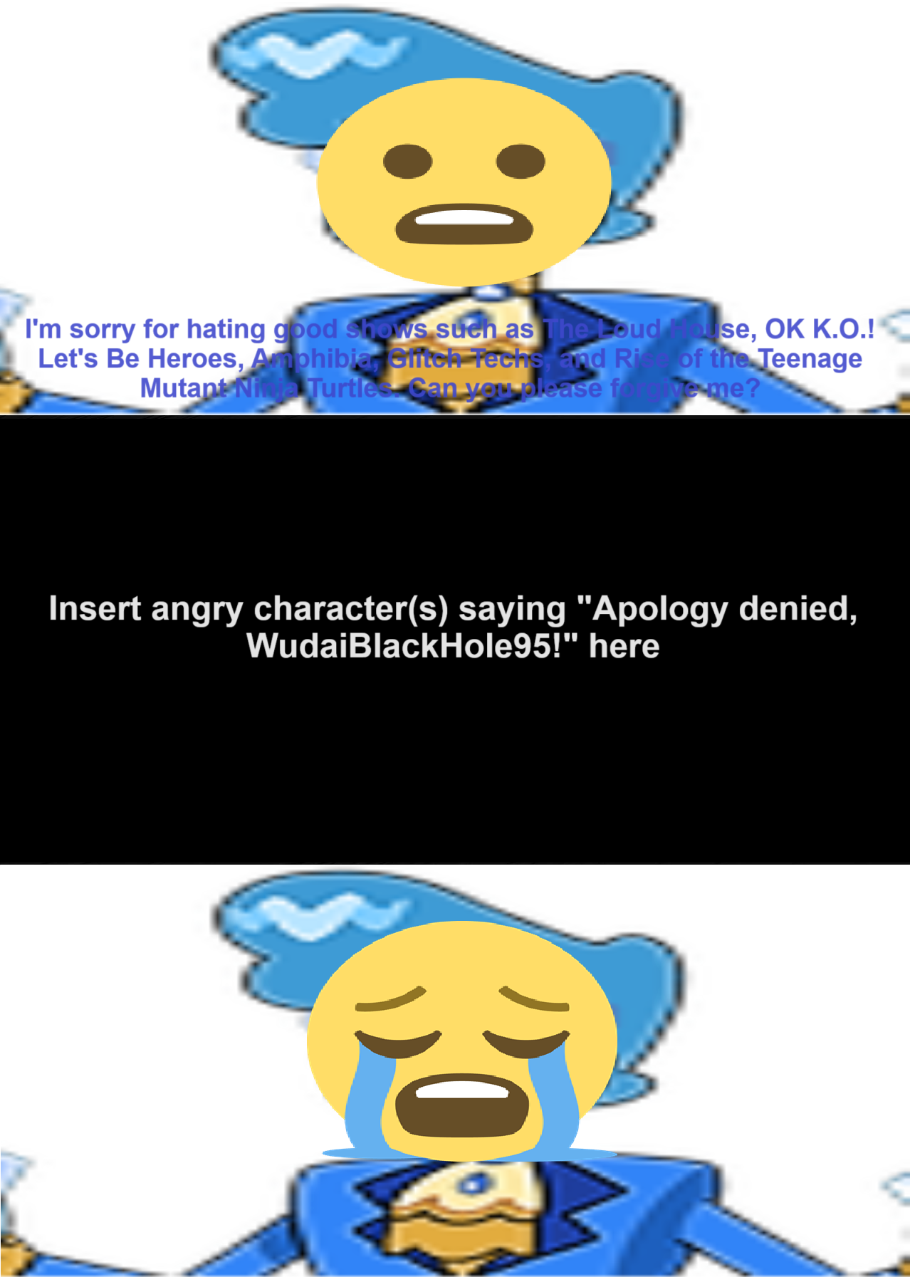 Who Denies WudaiBlackHole95's apology? Blank Meme Template