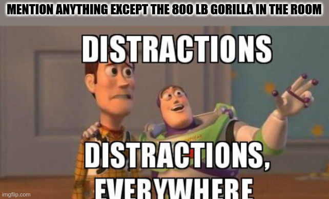 MENTION ANYTHING EXCEPT THE 800 LB GORILLA IN THE ROOM | image tagged in memes | made w/ Imgflip meme maker