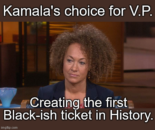 The Perfect Choice Rachel Dolezal | Kamala's choice for V.P. Creating the first Black-ish ticket in History. | image tagged in rachel d,kamala harris | made w/ Imgflip meme maker