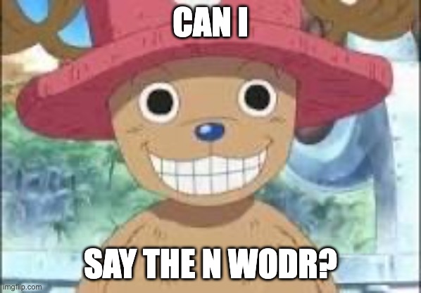 Chopper smiling | CAN I; SAY THE N WODR? | image tagged in chopper smiling | made w/ Imgflip meme maker