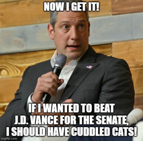 Tim Ryan On Cats | image tagged in tim ryan,jd vance,i love cats,i hate maga,maga sucks,trump sucks | made w/ Imgflip meme maker