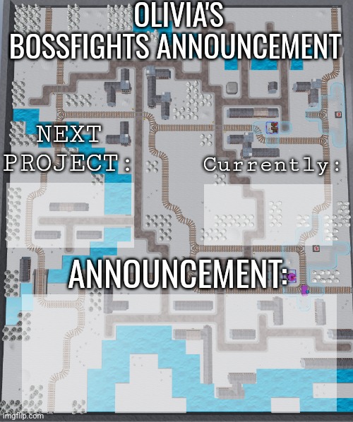 Should this be my new temp? (1/2) | OLIVIA'S BOSSFIGHTS ANNOUNCEMENT; NEXT PROJECT:; Currently:; ANNOUNCEMENT: | made w/ Imgflip meme maker