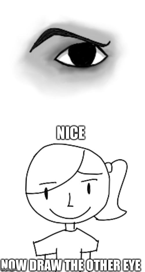 NICE; NOW DRAW THE OTHER EYE | made w/ Imgflip meme maker