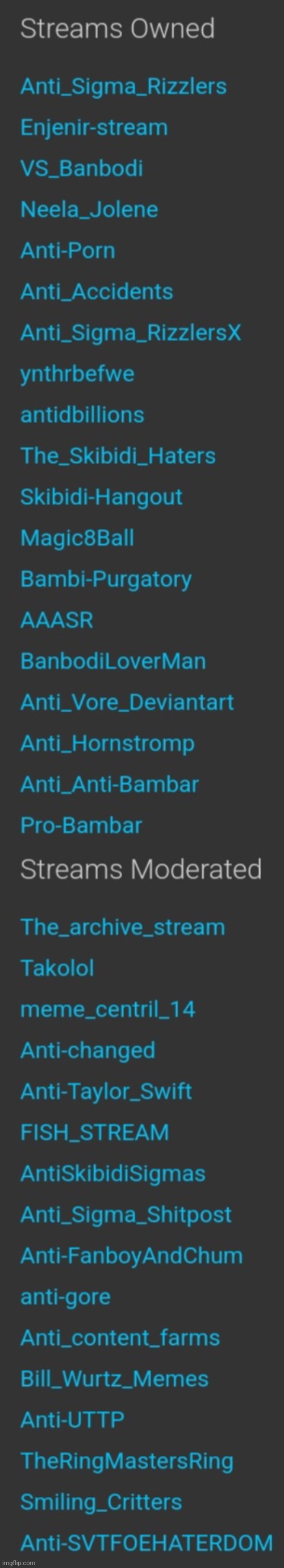 The streams I mod | made w/ Imgflip meme maker
