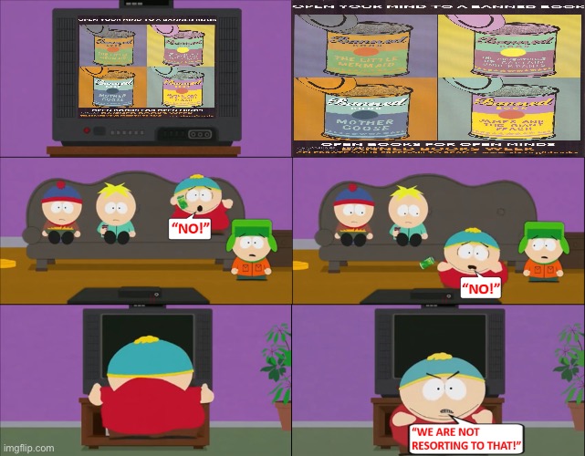 Eric Turns Off Banned Books Week | image tagged in the little mermaid,south park,the loud house,disney,nickelodeon,paramount | made w/ Imgflip meme maker