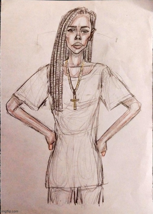 Christian Girl | image tagged in drawings,girl,christian,dreadlocks,coloredpencils,black girl | made w/ Imgflip meme maker