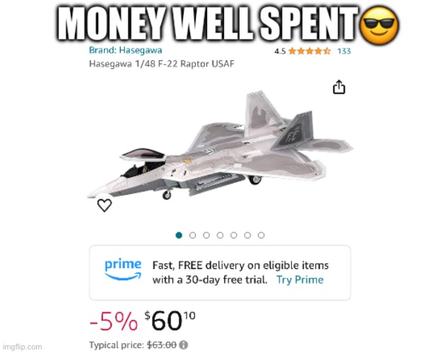 F-22 for only $60? | image tagged in f-22,jet,memes,amazon | made w/ Imgflip meme maker