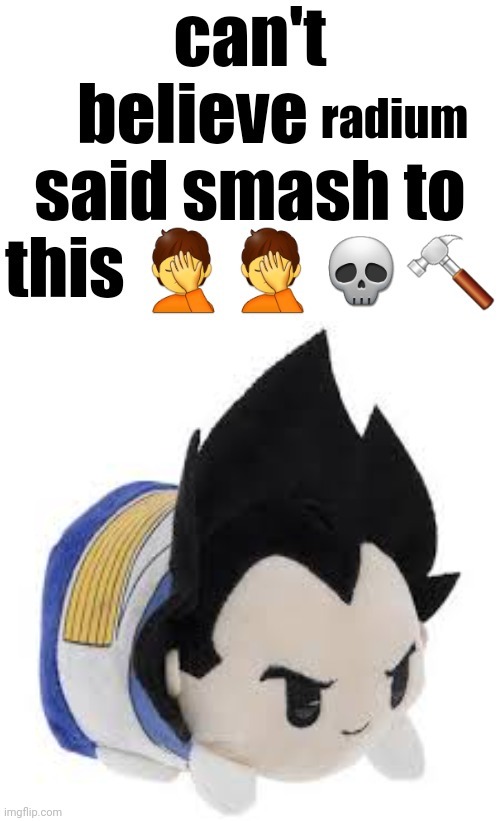 radium | image tagged in can't believe nat said smash to this,vegeta plush | made w/ Imgflip meme maker