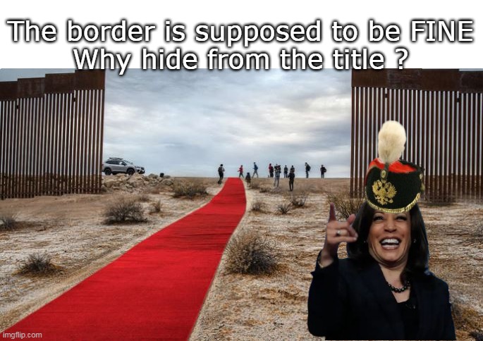 They're so proud of her "Record" right ? | The border is supposed to be FINE
Why hide from the title ? | image tagged in kamala border czar meme | made w/ Imgflip meme maker