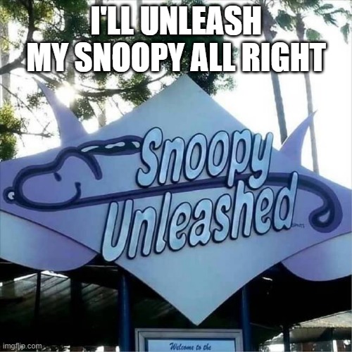 Dirty Snoopy | I'LL UNLEASH MY SNOOPY ALL RIGHT | image tagged in adult humor | made w/ Imgflip meme maker