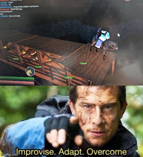 "the bridge was too small" | image tagged in improvise adapt overcome | made w/ Imgflip meme maker