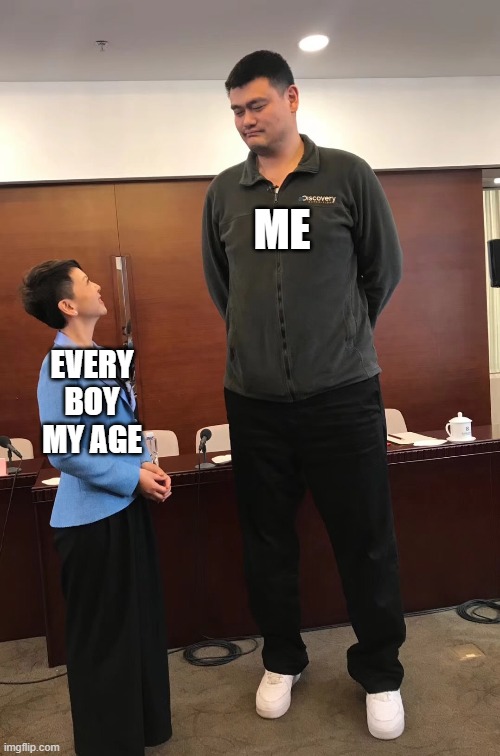 I'm 5'5 and their all shorter than me | ME; EVERY BOY MY AGE | image tagged in random,truth | made w/ Imgflip meme maker