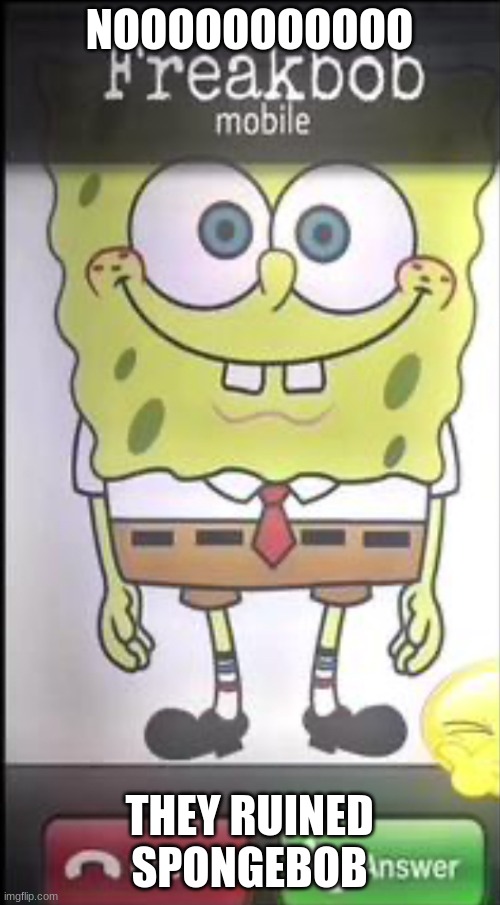 Freakbob | NOOOOOOOOOOO THEY RUINED SPONGEBOB | image tagged in freakbob | made w/ Imgflip meme maker