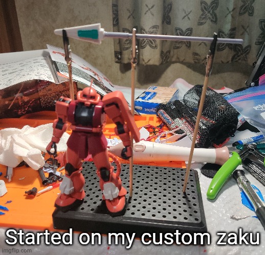 Started on my custom zaku | made w/ Imgflip meme maker