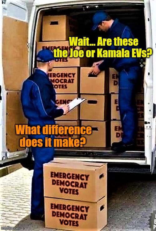 No trees died in the making of these 228,900,565 ballots. | Wait... Are these the Joe or Kamala EVs? What difference does it make? | image tagged in emergency democrat votes | made w/ Imgflip meme maker