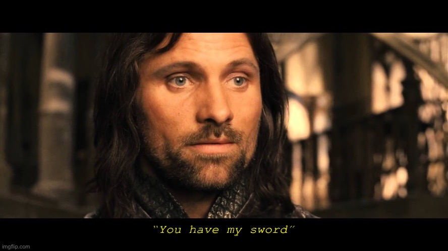 Aragorn | “You have my sword” | image tagged in aragorn | made w/ Imgflip meme maker