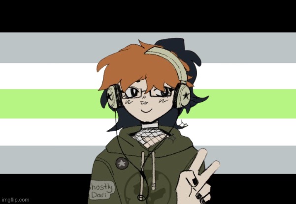 A surprise present for nameless (The picrew didn't have agender as a background option so I added one.) | image tagged in agender flag,picrew,lgbtq,agender | made w/ Imgflip meme maker