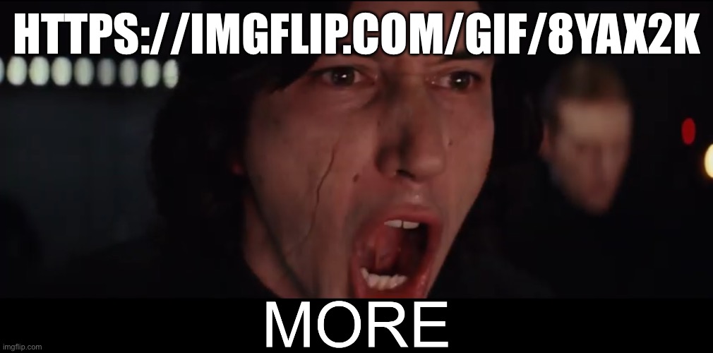 WE NEED MORE | HTTPS://IMGFLIP.COM/GIF/8YAX2K | image tagged in kylo ren more | made w/ Imgflip meme maker