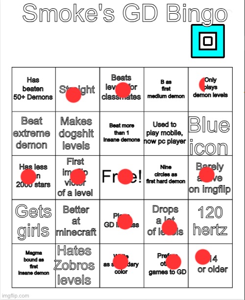 sigma bingo frfr | image tagged in smoke gd bingo,dive | made w/ Imgflip meme maker