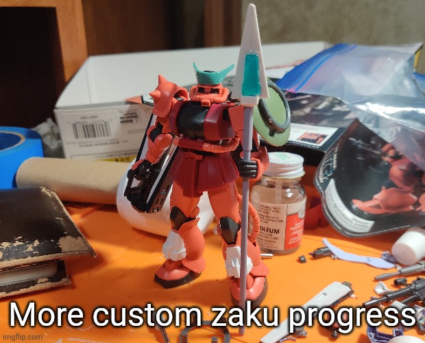 Current name ideas are zaku hunter, zaku predator, or zaku mercenary. | More custom zaku progress | made w/ Imgflip meme maker