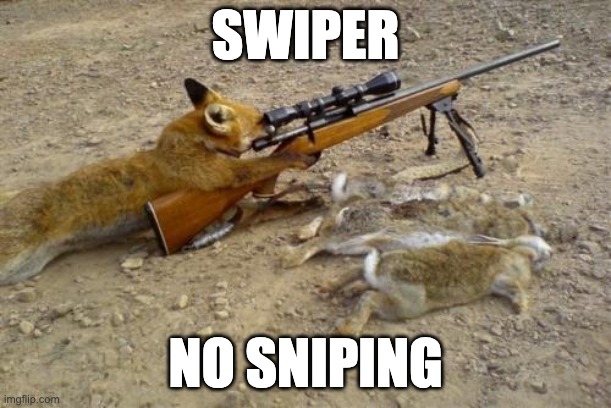 dora: can you find swiper? swiper: | SWIPER; NO SNIPING | image tagged in memes,dora the explorer,swiper,sniper | made w/ Imgflip meme maker