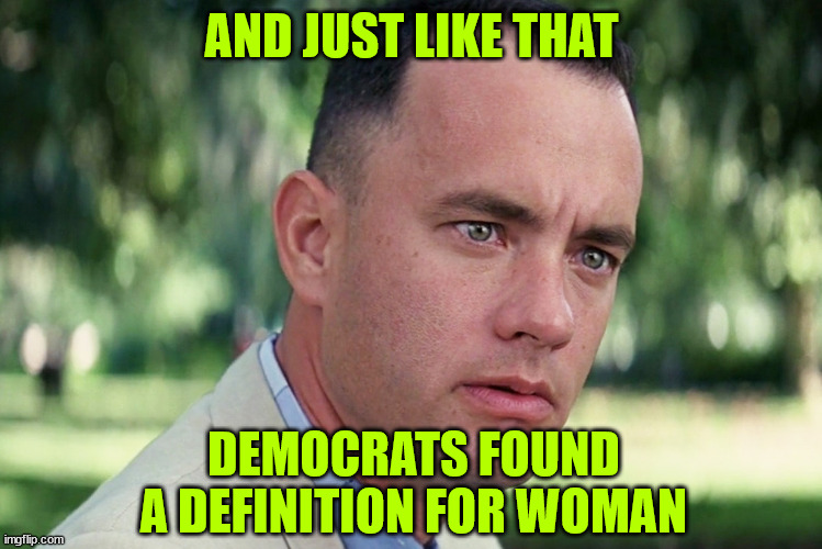 And Just Like That Meme | AND JUST LIKE THAT DEMOCRATS FOUND A DEFINITION FOR WOMAN | image tagged in memes,and just like that | made w/ Imgflip meme maker