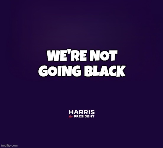 Kamala Typoed her advertisement | WE'RE NOT
GOING BLACK | image tagged in kamala harris,vice president,maga,make america great again,black woman,typo | made w/ Imgflip meme maker