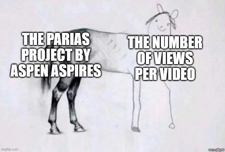 Parias is horribly underrated | THE PARIAS PROJECT BY ASPEN ASPIRES; THE NUMBER OF VIEWS PER VIDEO | image tagged in horse drawing | made w/ Imgflip meme maker