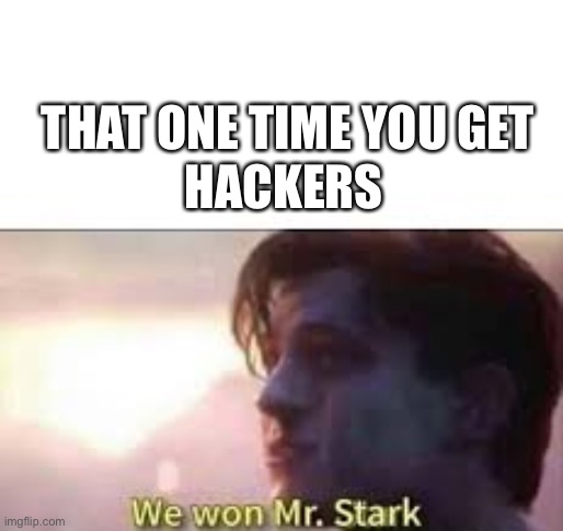 we won mr stark | THAT ONE TIME YOU GET; HACKERS | image tagged in we won mr stark | made w/ Imgflip meme maker