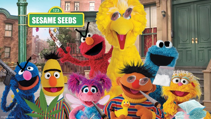 Todays number is 420 | SESAME SEEDS | image tagged in sesame street blank sign,sesame street,in the hood | made w/ Imgflip meme maker