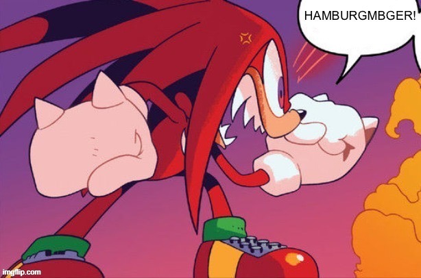 Knuckles hamburger | image tagged in knuckles hamburger | made w/ Imgflip meme maker