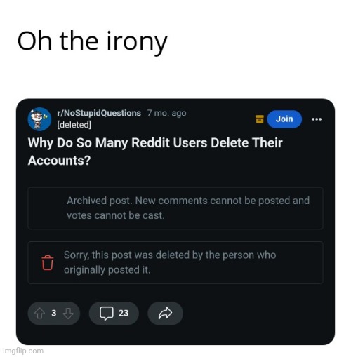 The Irony | image tagged in reddit,irony,ironic,funny | made w/ Imgflip meme maker