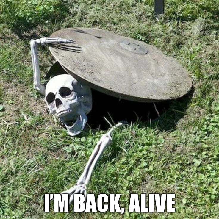 Me survived, now me back lmao | I’M BACK, ALIVE | made w/ Imgflip meme maker