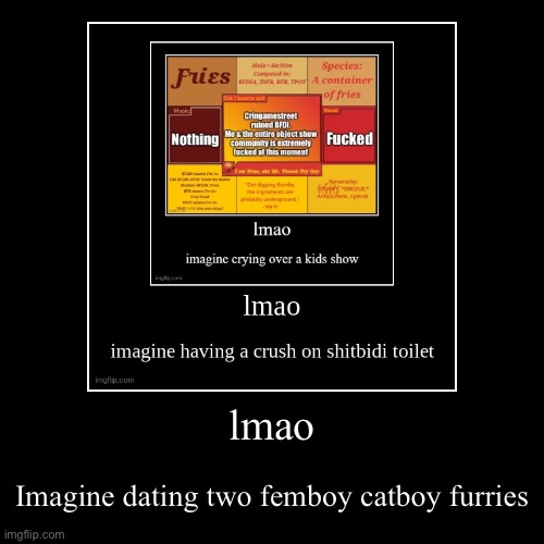 lmao | Imagine dating two femboy catboy furries | image tagged in funny,demotivationals | made w/ Imgflip demotivational maker