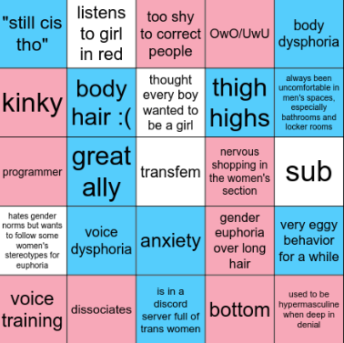 High Quality Transfem Bingo Blank Meme Template