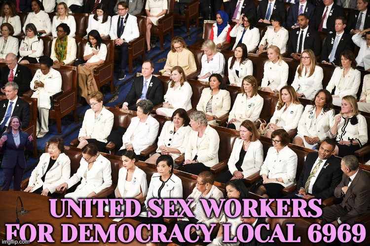 Toxic femininity | UNITED SEX WORKERS FOR DEMOCRACY LOCAL 6969 | image tagged in toxic femininity | made w/ Imgflip meme maker