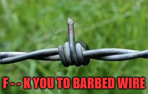 F - - K YOU TO BARBED WIRE | made w/ Imgflip meme maker