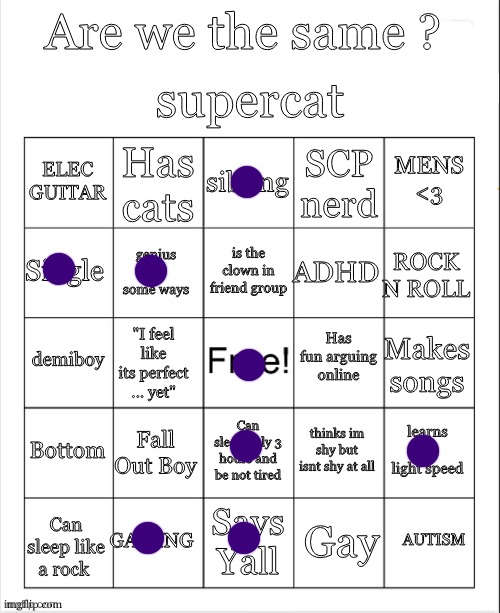 Supercat bingo | image tagged in supercat bingo | made w/ Imgflip meme maker