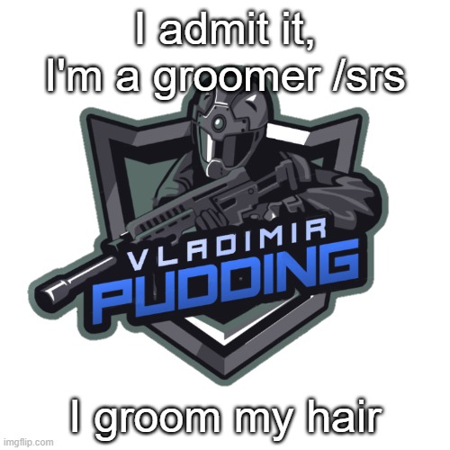 Vladimir Pudding | I admit it, I'm a groomer /srs; I groom my hair | image tagged in vladimir pudding | made w/ Imgflip meme maker