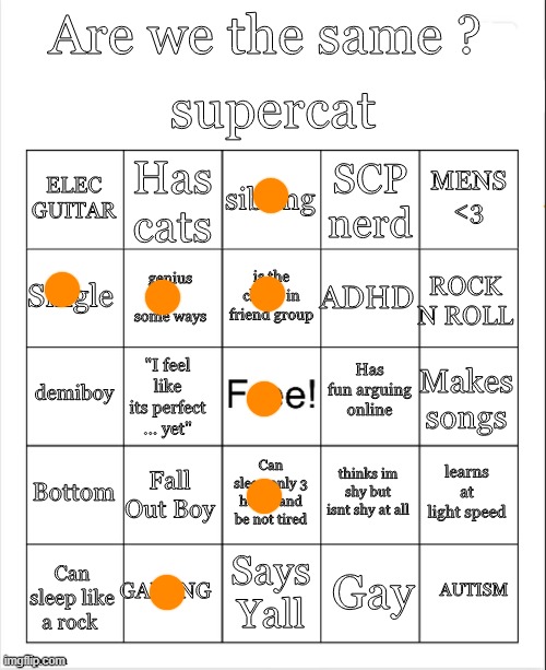 Supercat bingo | image tagged in supercat bingo | made w/ Imgflip meme maker