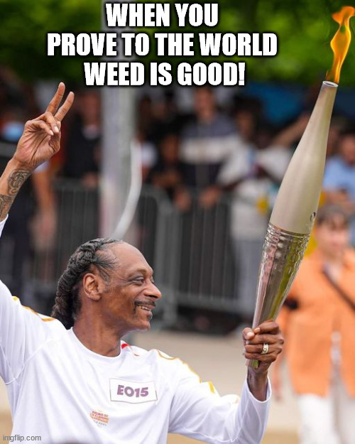 Snoop Dog Weed Champion | WHEN YOU PROVE TO THE WORLD
 WEED IS GOOD! | image tagged in snoop dog at the olympics,snoop,snoop dog,weed,marijuana | made w/ Imgflip meme maker