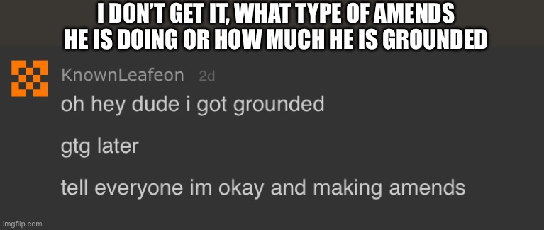 Where bro | I DON’T GET IT, WHAT TYPE OF AMENDS HE IS DOING OR HOW MUCH HE IS GROUNDED | made w/ Imgflip meme maker