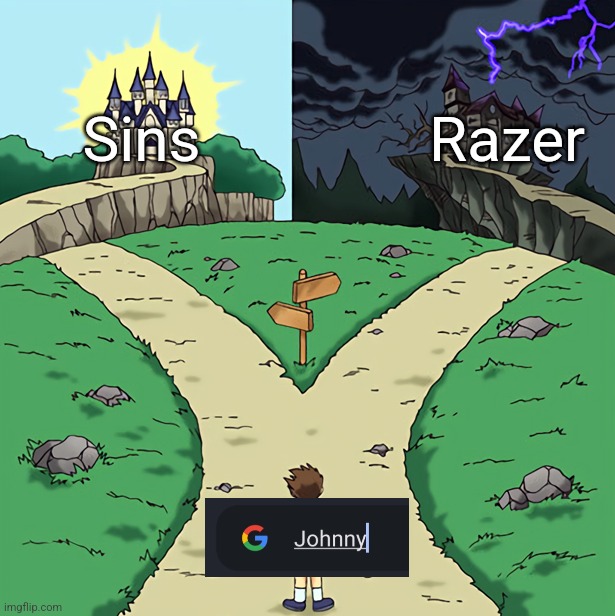 h | Razer; Sins | image tagged in two castles | made w/ Imgflip meme maker