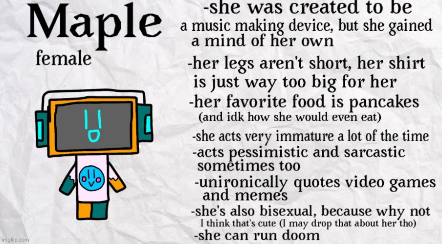 here’s stuff about that one character I made | made w/ Imgflip meme maker