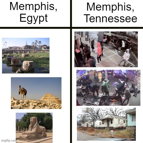 evil twin | Memphis, Egypt; Memphis, Tennessee | image tagged in memes,memphis | made w/ Imgflip meme maker