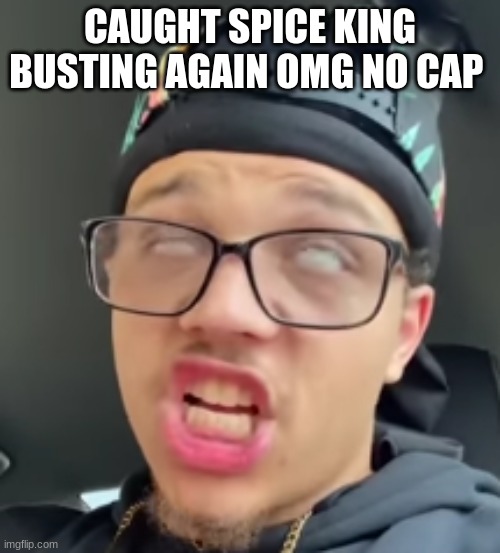 another caught in 4K | CAUGHT SPICE KING BUSTING AGAIN OMG NO CAP | image tagged in spice king,youtube | made w/ Imgflip meme maker