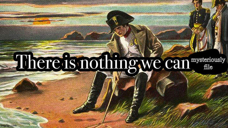 There is nothing we can do | mysteriously file | image tagged in there is nothing we can do | made w/ Imgflip meme maker