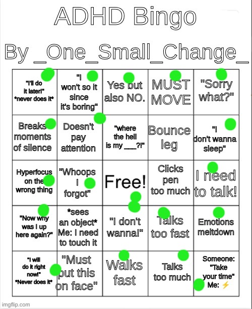 ADHD bingo (please don’t bully me for it) | image tagged in adhd bingo | made w/ Imgflip meme maker