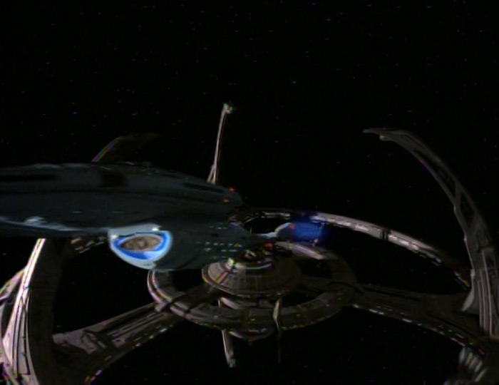 USS Voyager In Front Of Deep Space Nine Blank Meme Template